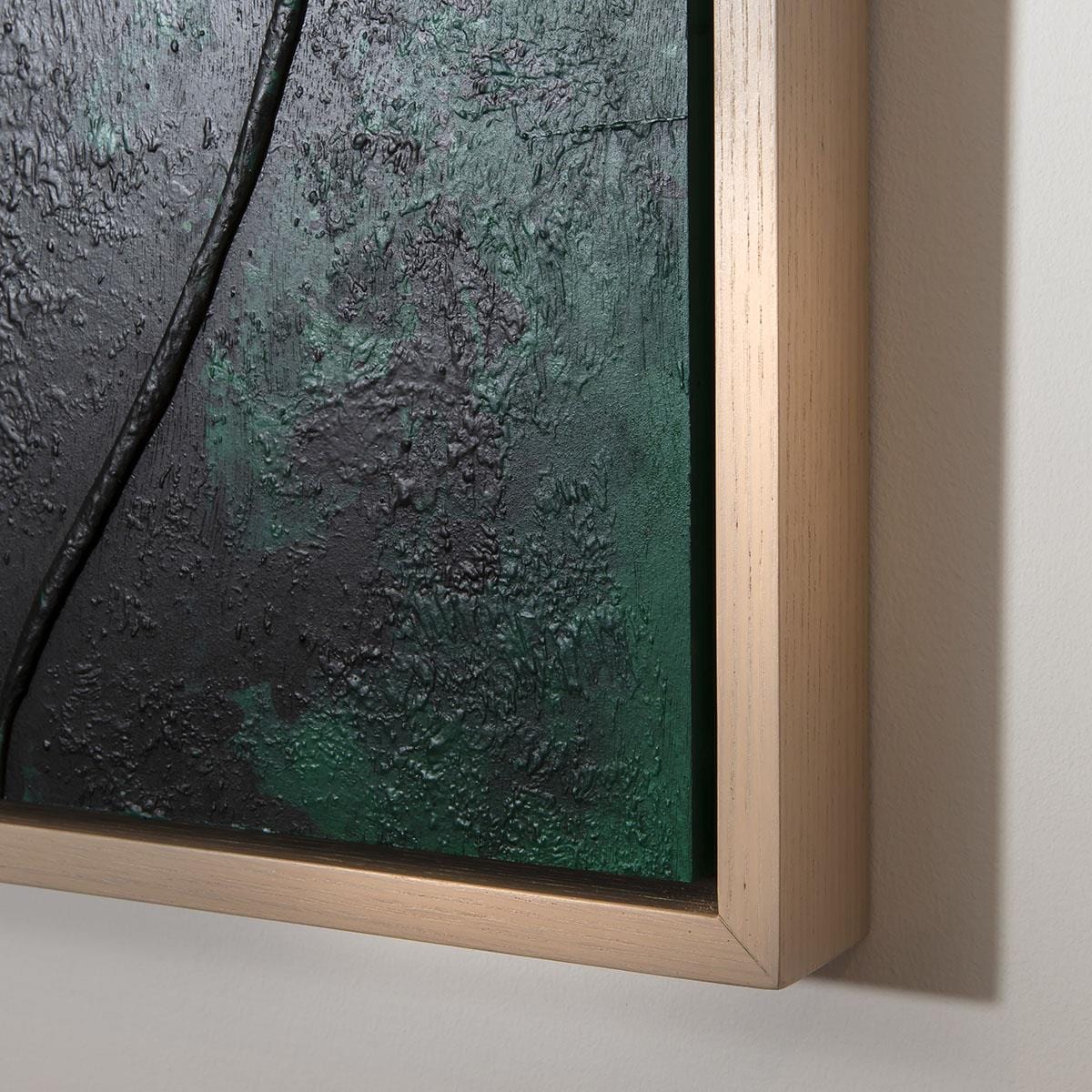 Abstract Framed Wall Artwork Black & Green 60x90cm