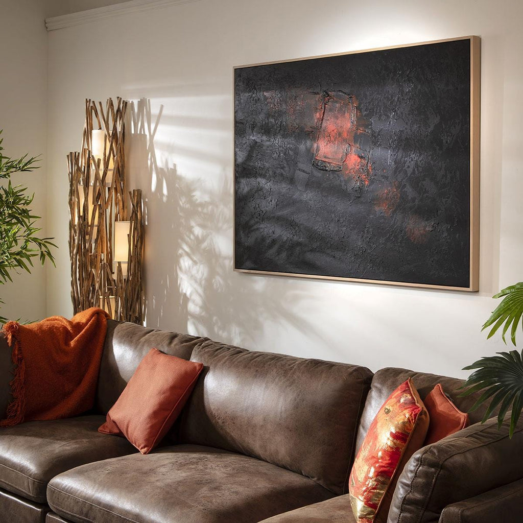 Abstract Framed Wall Artwork Black & Red 140x100cm