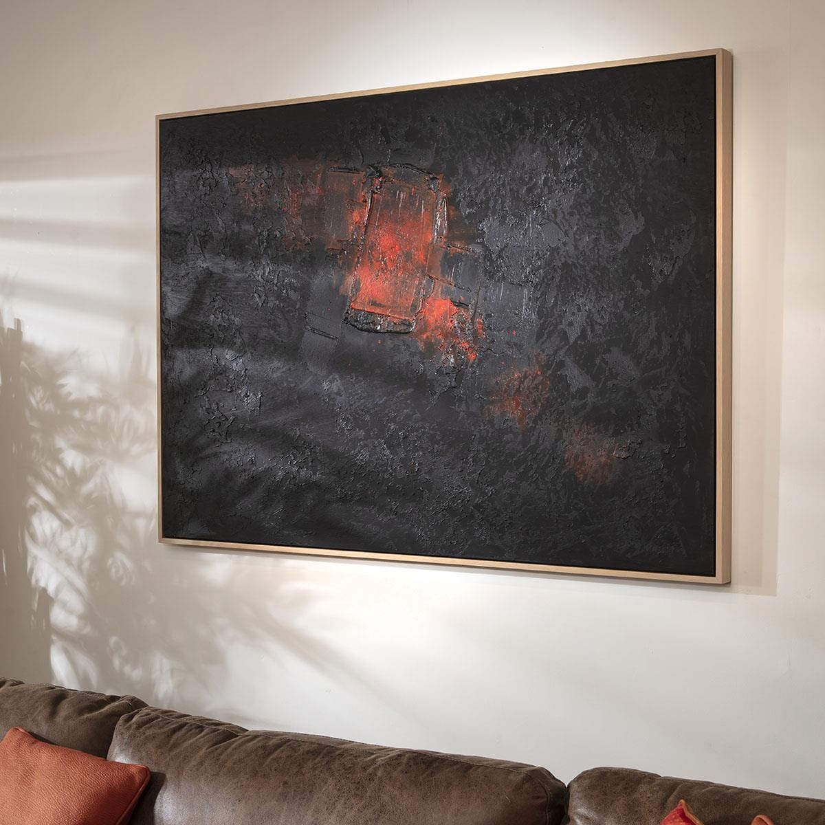 Abstract Framed Wall Artwork Black & Red 140x100cm