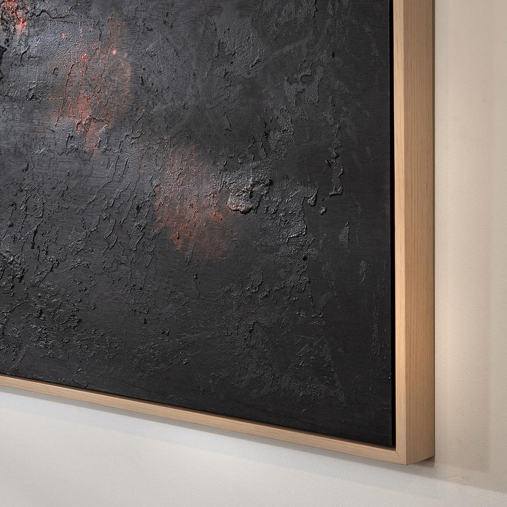 Abstract Framed Wall Artwork Black & Red 140x100cm