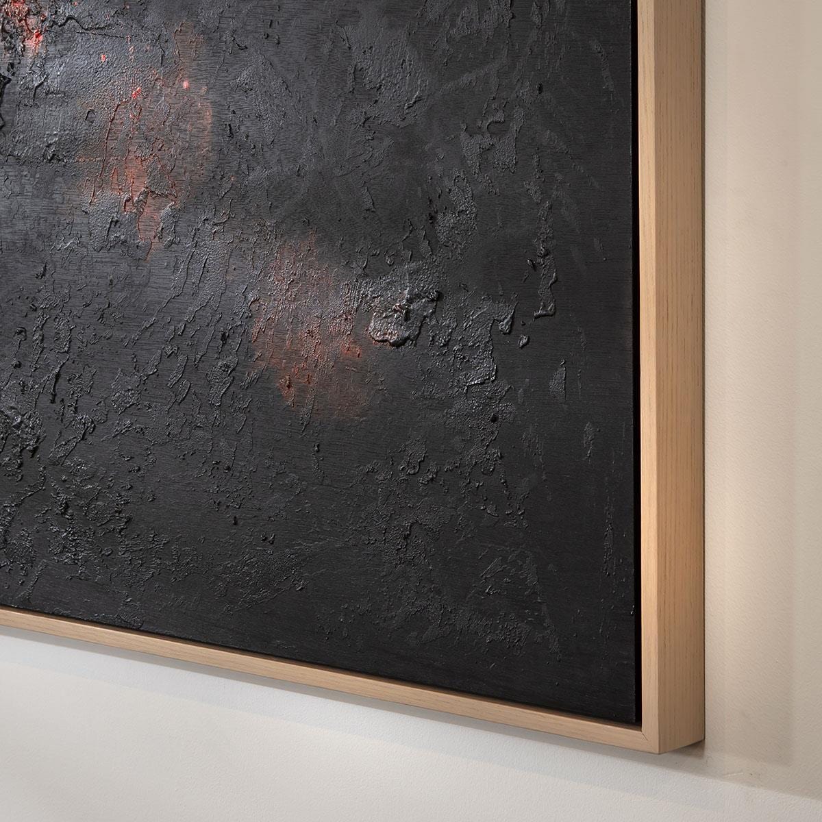 Abstract Framed Wall Artwork Black & Red 140x100cm