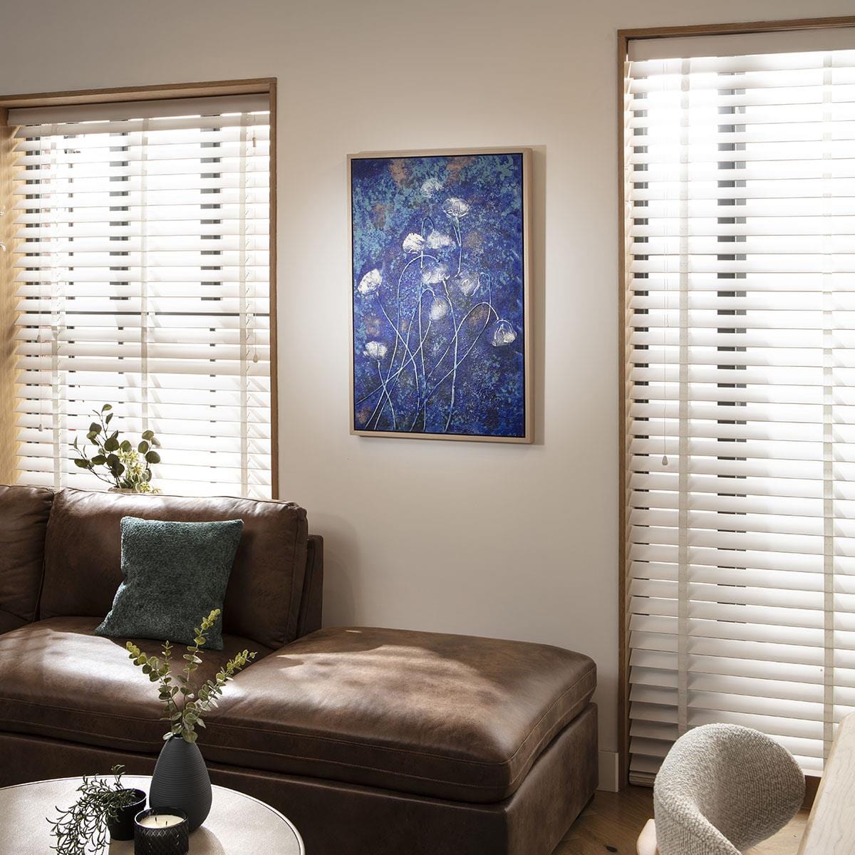 Abstract Framed Wall Artwork Blue & White 60x90cm