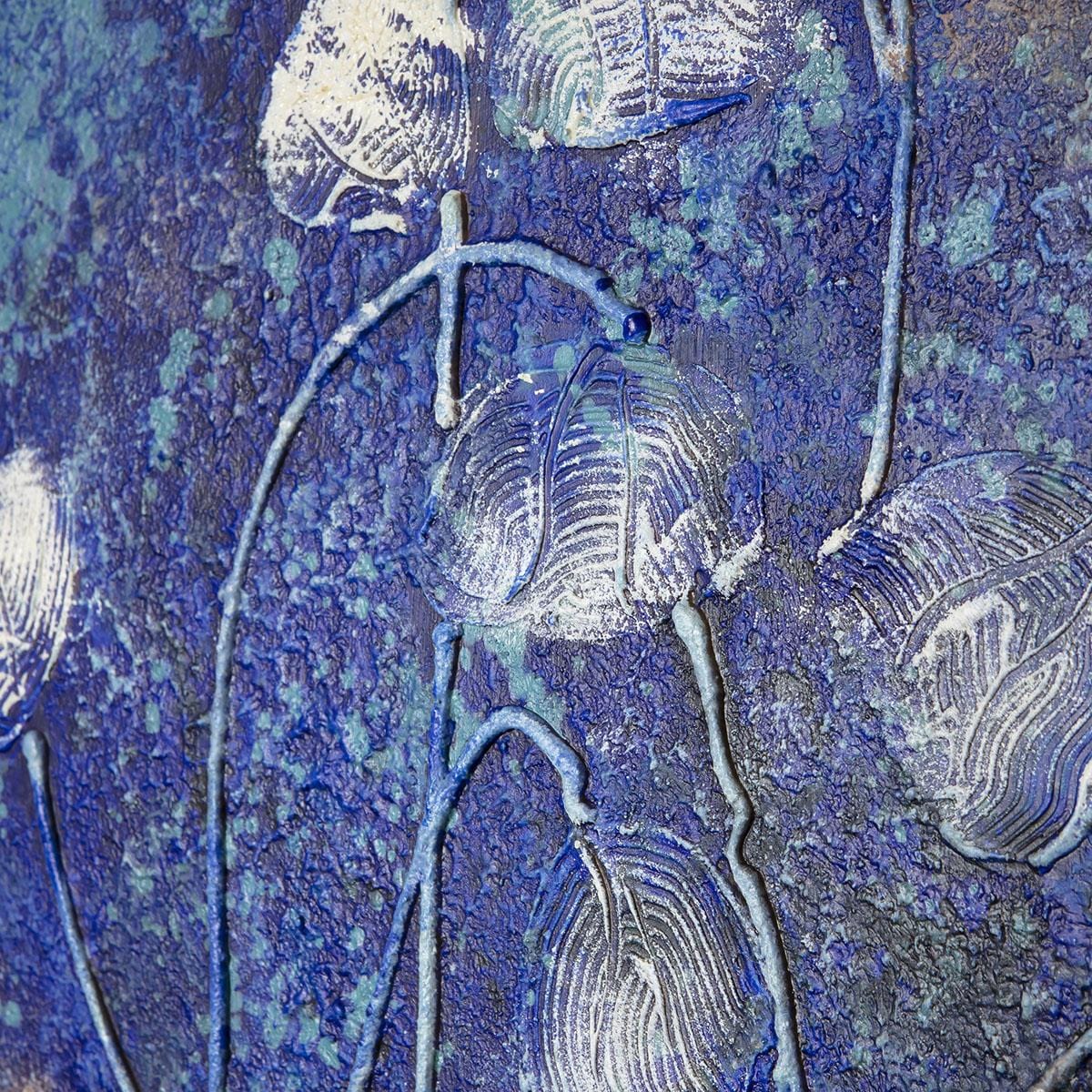 Abstract Framed Wall Artwork Blue & White 60x90cm