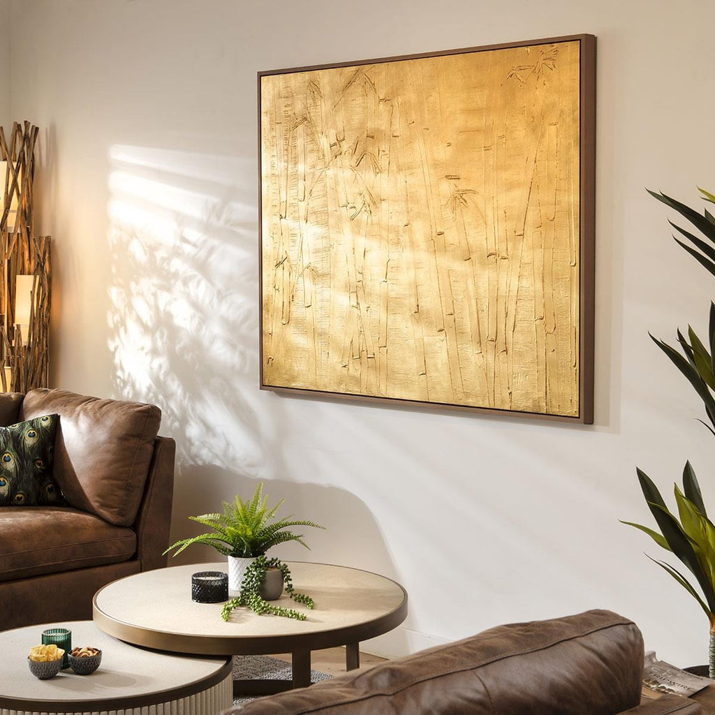 Abstract Framed Wall Artwork Gold Foil 150x120cm