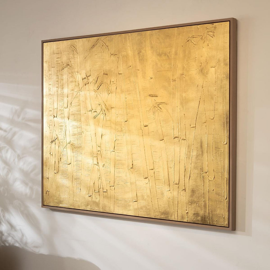 Abstract Framed Wall Artwork Gold Foil 150x120cm