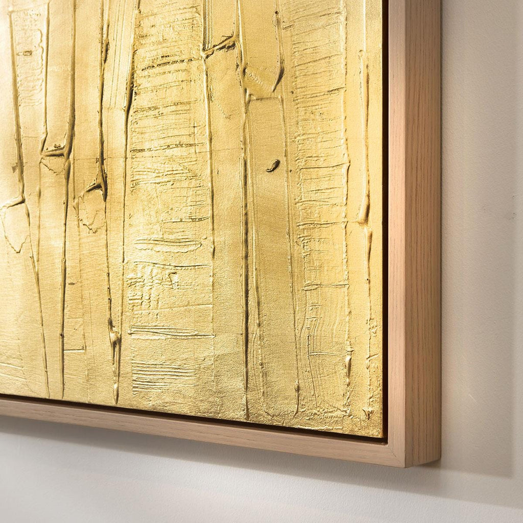 Abstract Framed Wall Artwork Gold Foil 150x120cm