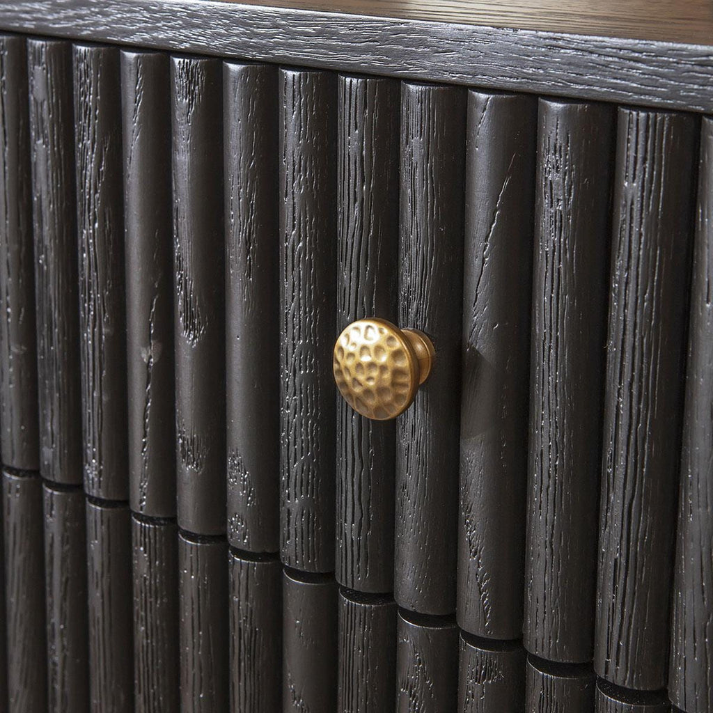 Dorian Bedside Side Table with Drawers Black Oak 65x45cm