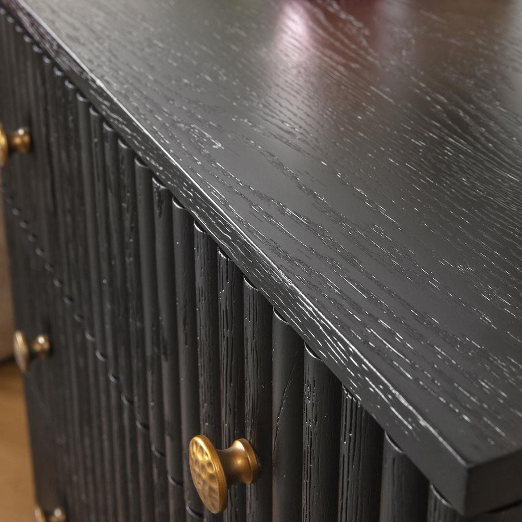 Dorian Bedside Side Table with Drawers Black Oak 65x45cm