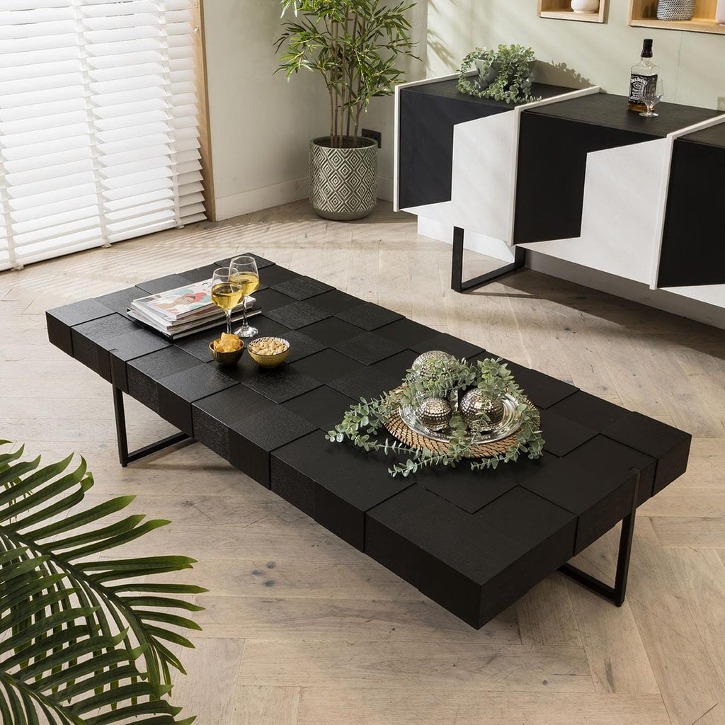 Hickson Modern Wooden Coffee Table Black 165x75cm
