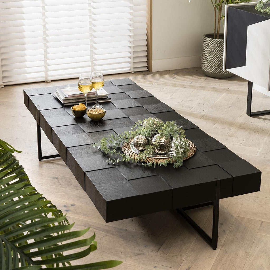 Hickson Modern Wooden Coffee Table Black 165x75cm