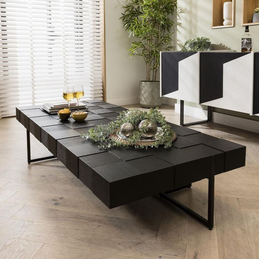Hickson Modern Wooden Coffee Table Black 165x75cm