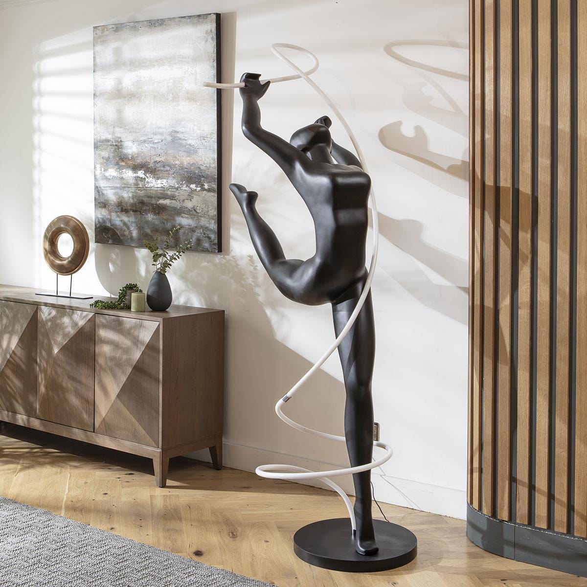 Sculpt Dancer Black Resin Standing LED Floor Lamp 100x185cm