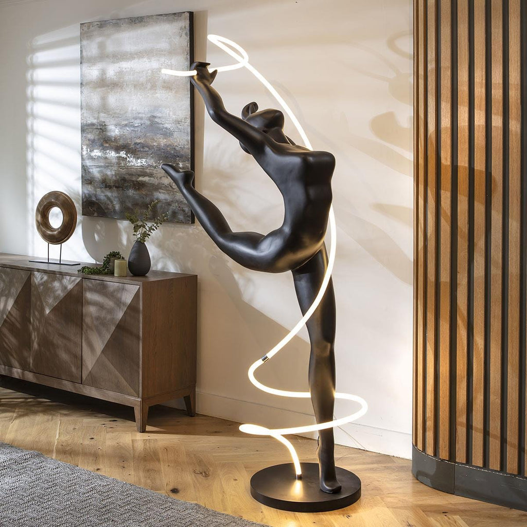 Sculpt Dancer Black Resin Standing LED Floor Lamp 100x185cm