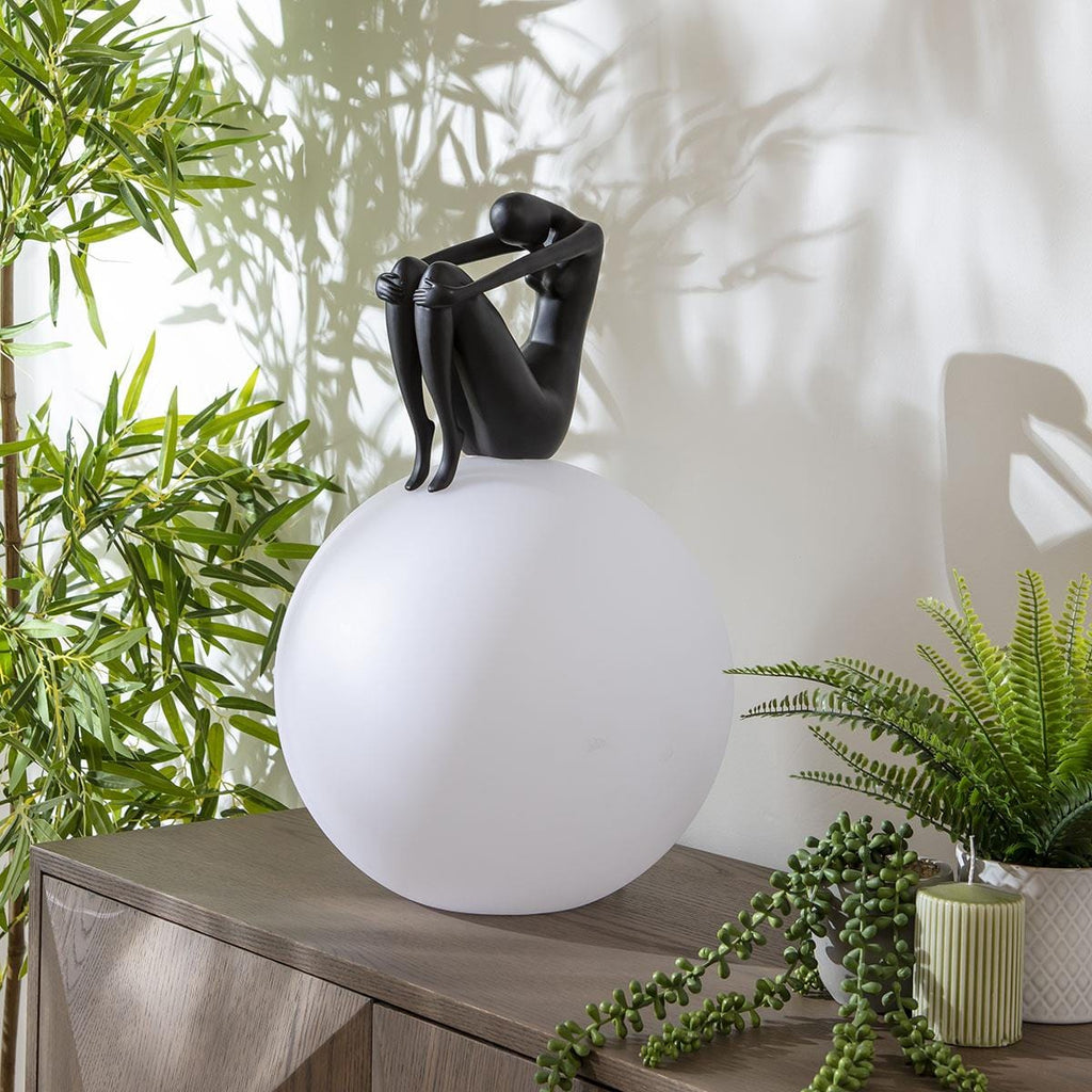 Sculpt Orb Black Resin Large Table Lamp 35x55cm