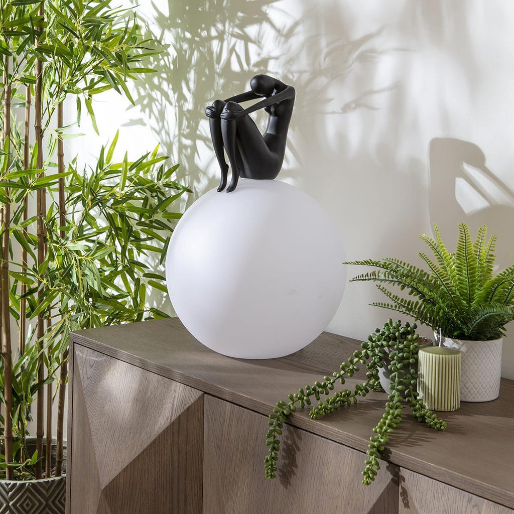 Sculpt Orb Black Resin Large Table Lamp 35x55cm
