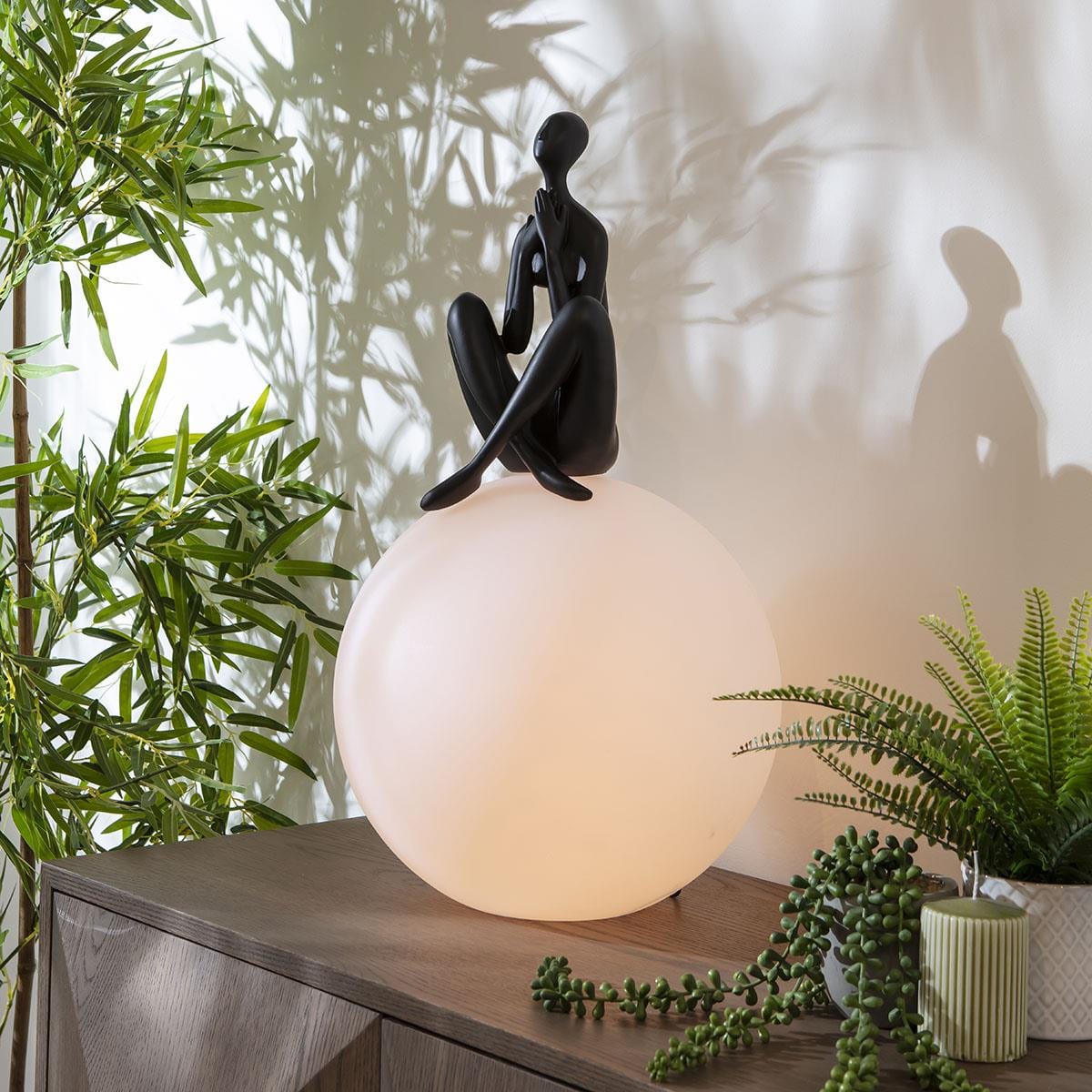 Sculpt Orb Black Resin Large Table Lamp 35x61cm
