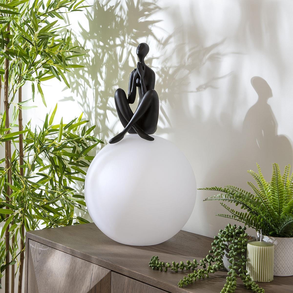 Sculpt Orb Black Resin Large Table Lamp 35x61cm