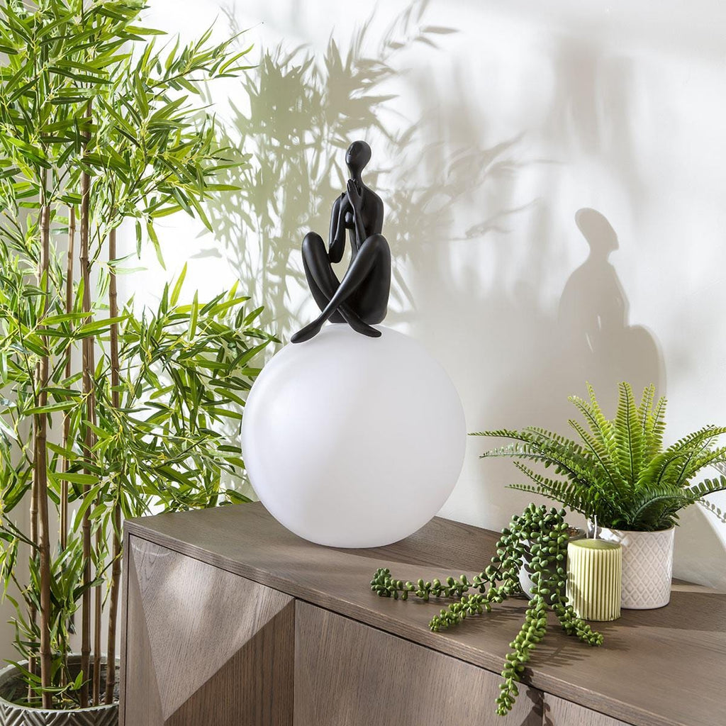 Sculpt Orb Black Resin Large Table Lamp 35x61cm