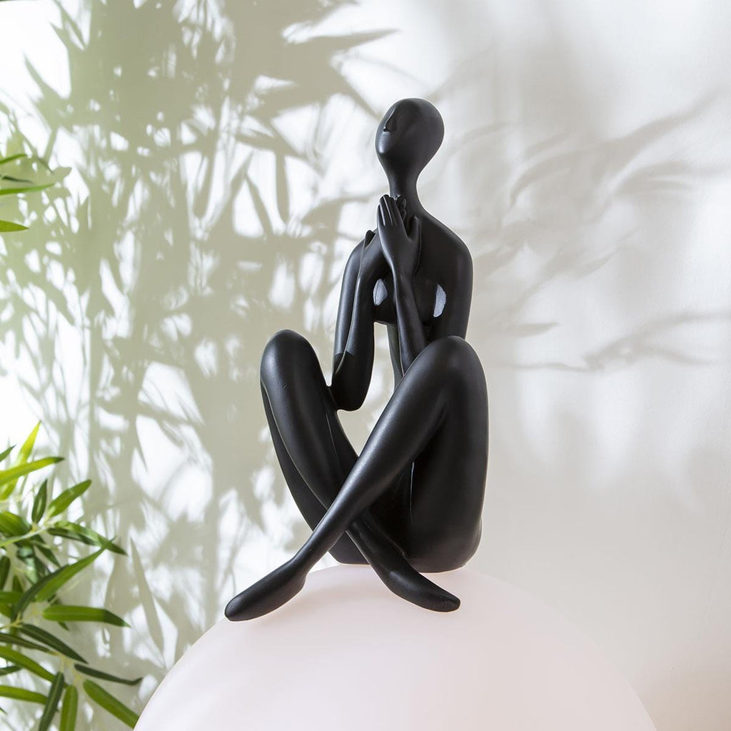 Sculpt Orb Black Resin Large Table Lamp 35x61cm