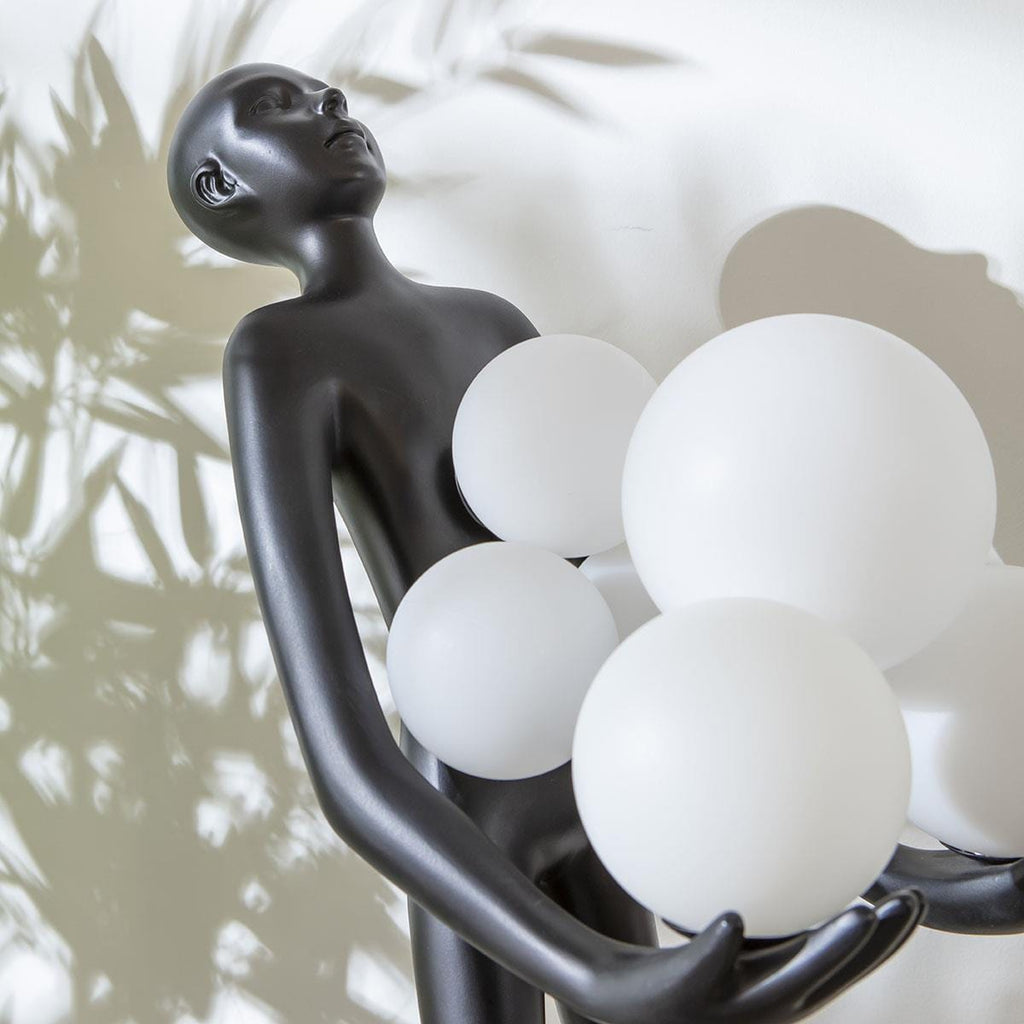 Sculpt Orb Black Resin Large Table Lamp 40x85cm