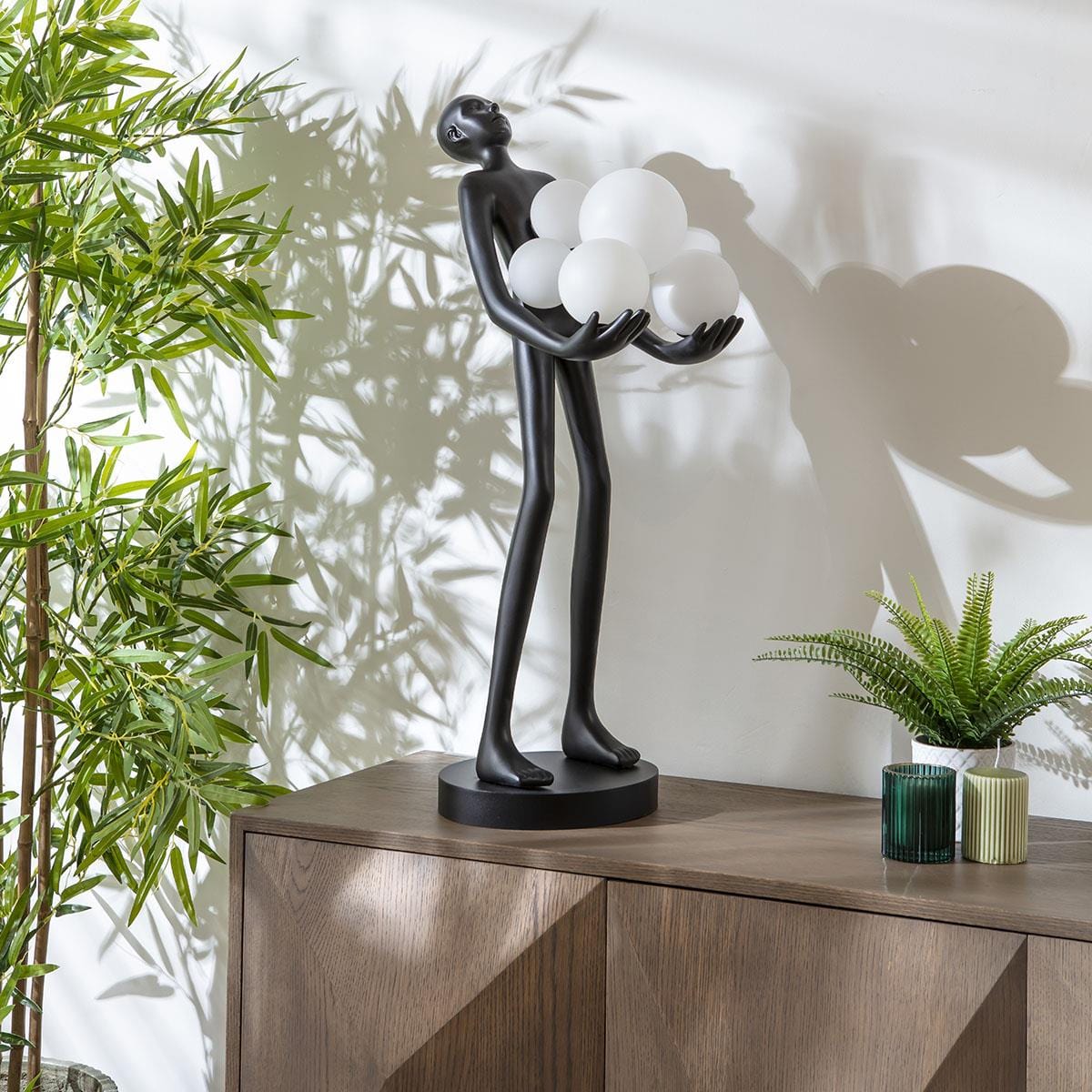 Sculpt Orb Black Resin Large Table Lamp 40x85cm