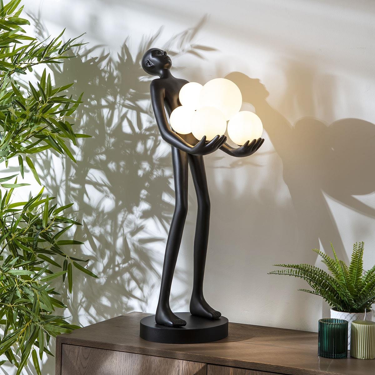 Sculpt Orb Black Resin Large Table Lamp 40x85cm
