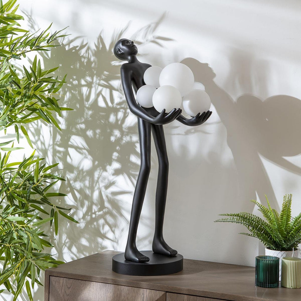 Sculpt Orb Black Resin Large Table Lamp 40x85cm