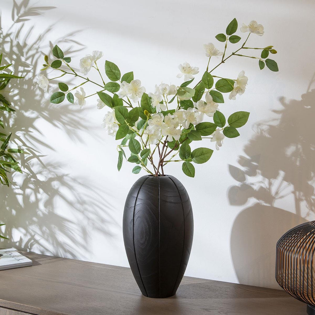 Modern Black Wooden Decorative Vase D19cm H35cm