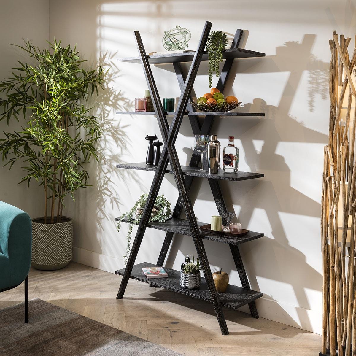 Brunel Bookshelf Shelving Unit Antique Black 100x180cm