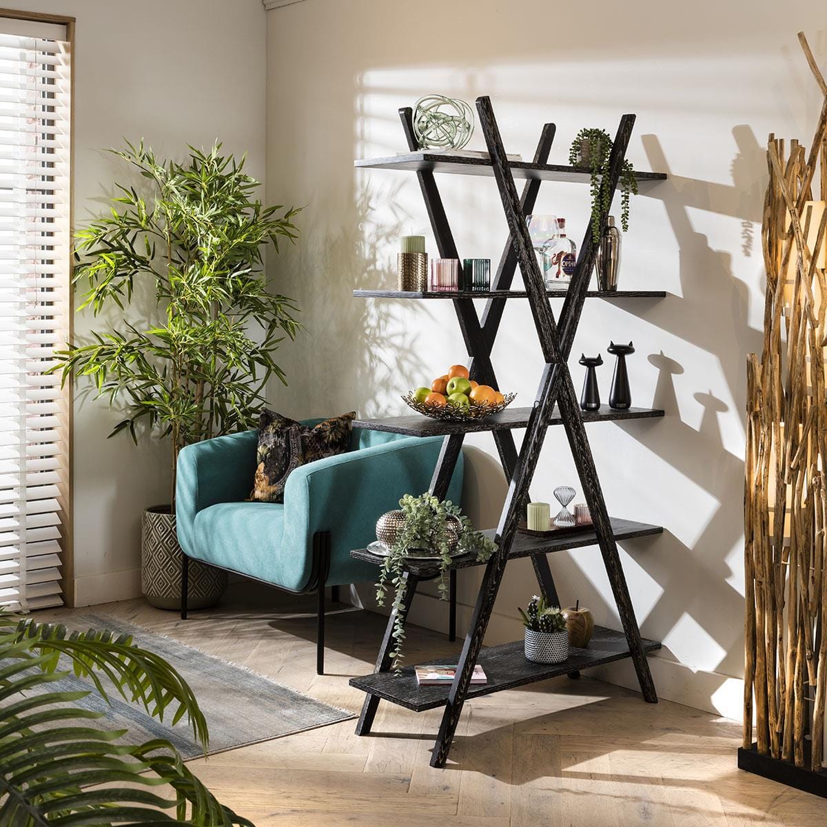 Brunel Bookshelf Shelving Unit Antique Black 100x180cm