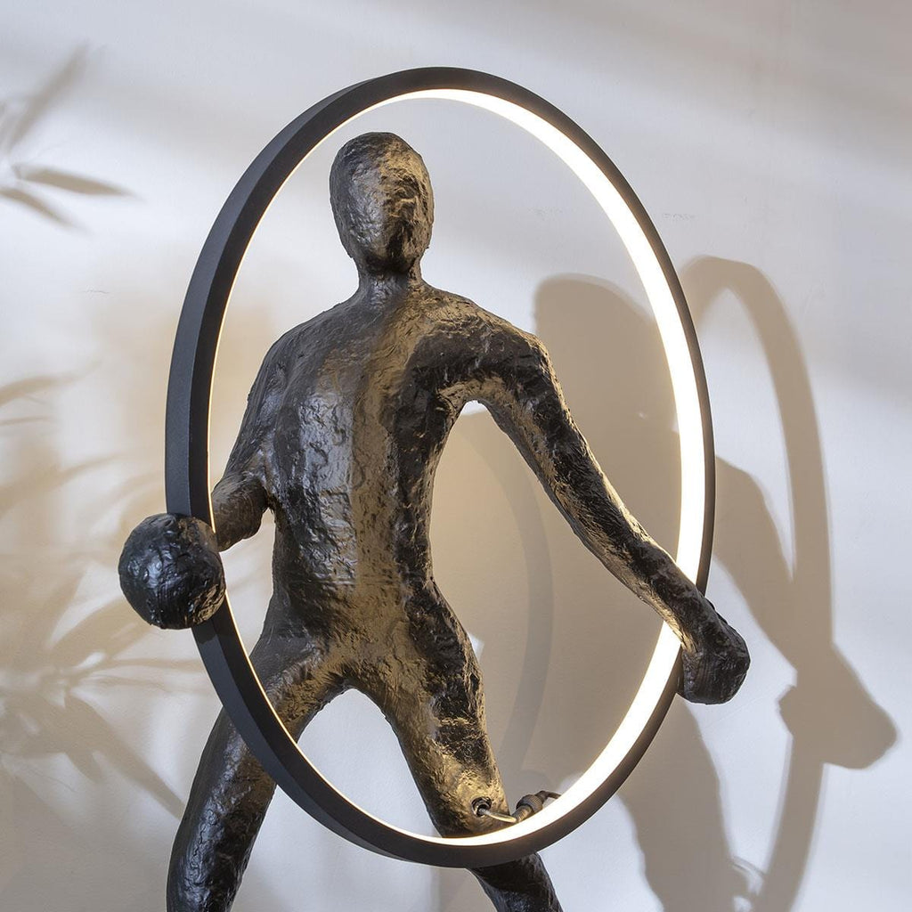 Sculpt Circle Black Resin Large LED Table Lamp 50x92cm