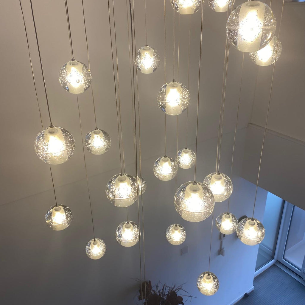 Modern Cluster Chandelier Ceiling Light - Large Glass Chrome Kitchen Hall Way Light