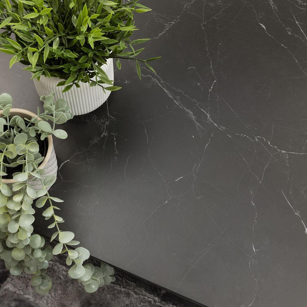 Modern Coffee Table 100cm Square Premium Black Ceramic Top & Metal Frame