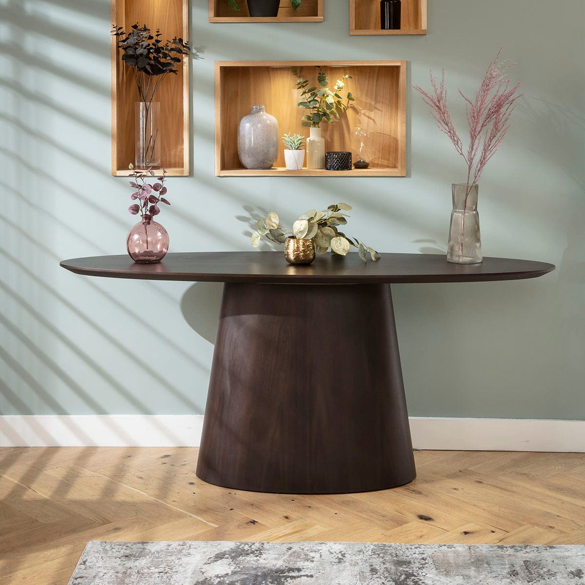 Madison Modern Hallway Console Table Grey Walnut 180x55cm