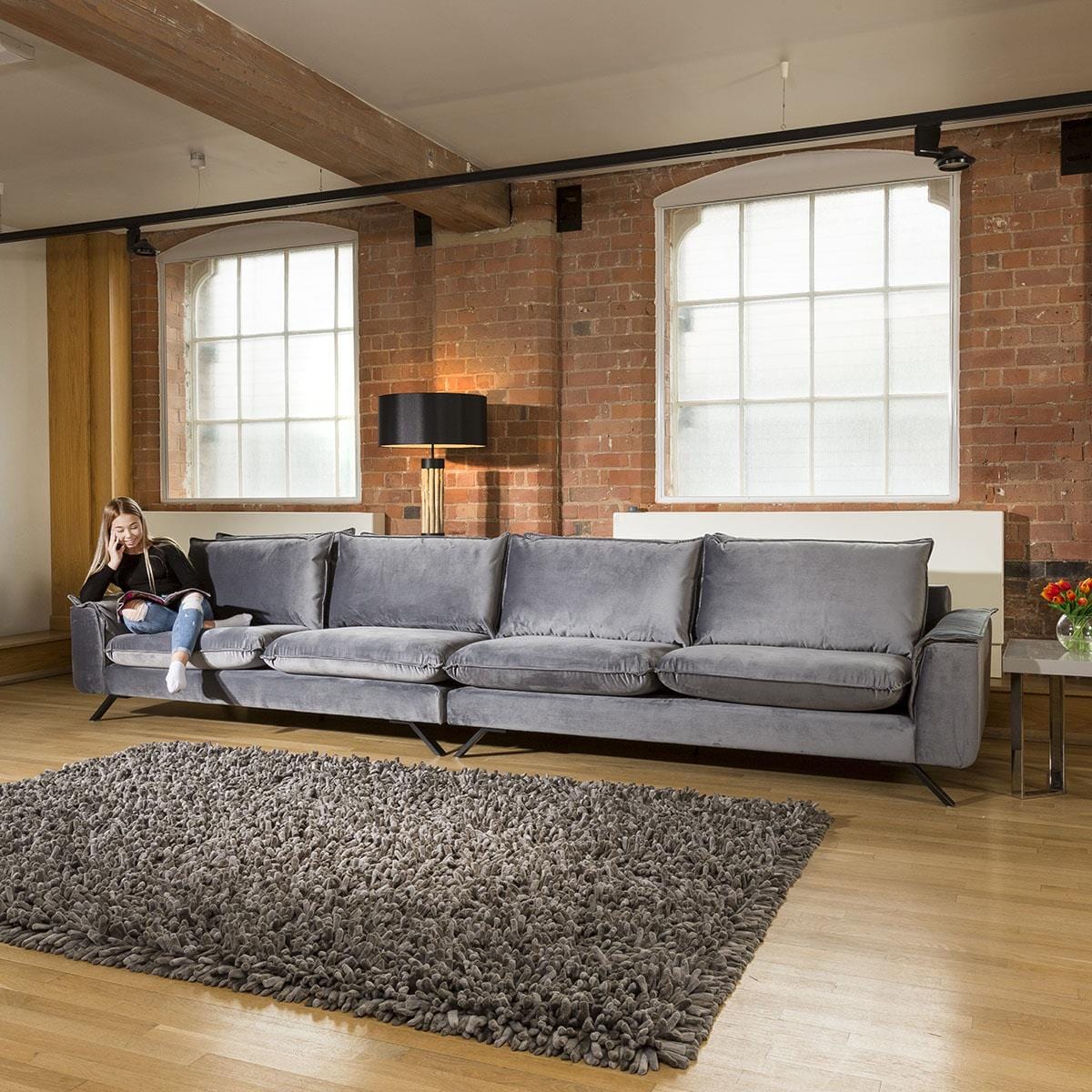 Ellie Range Extra Large 4 Seater Modular Straight Sofa Many Fabrics 4.1m