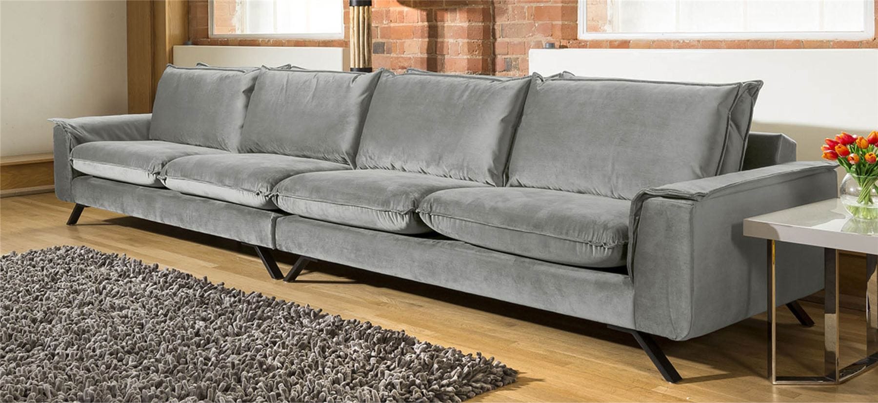 Ellie Range Extra Large 4 Seater Modular Straight Sofa Many Fabrics 4.1m