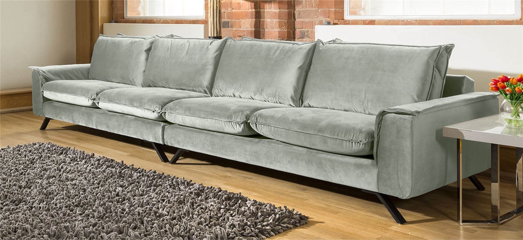 Ellie Range Extra Large 4 Seater Modular Straight Sofa Many Fabrics 4.1m