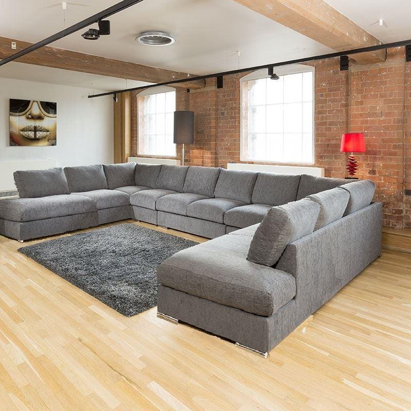 Modern Extra Wide Sofa Set Settee Corner Group U Shape Grey 4.7 x 2.9m