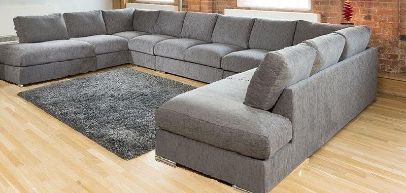 Modern Extra Wide Sofa Set Settee Corner Group U Shape Grey 4.7 x 2.9m