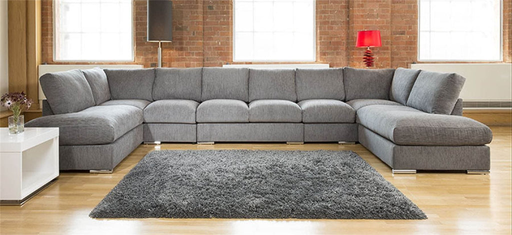 Modern Extra Wide Sofa Set Settee Corner Group U Shape Grey 4.7x2.1m