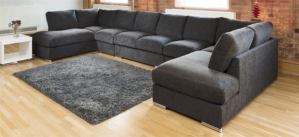 Modern Extra Wide Sofa Set Settee Corner Group U Shape Grey 4.7x2.1m