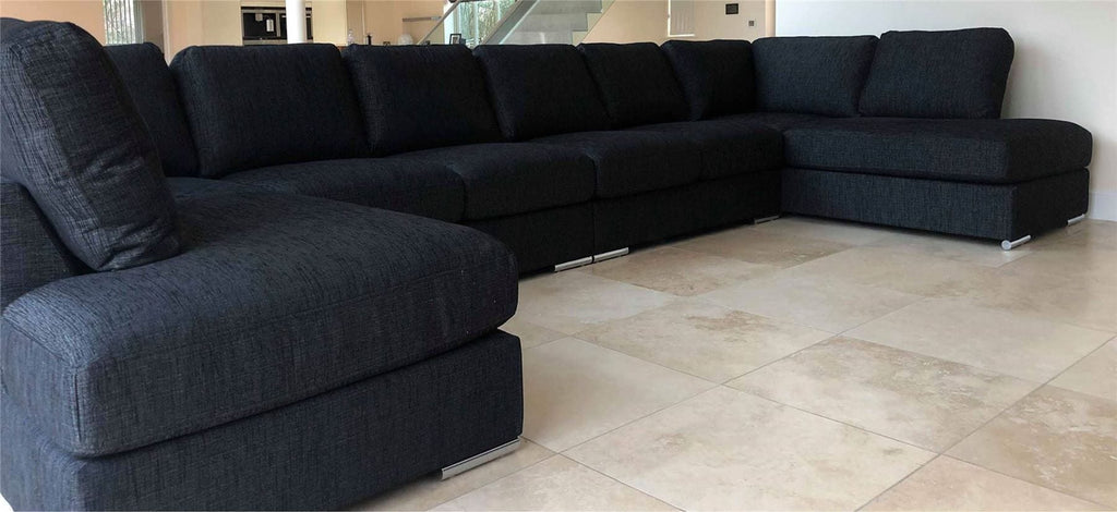 Modern Extra Wide Sofa Set Settee Corner Group U Shape Grey 4.7x2.1m