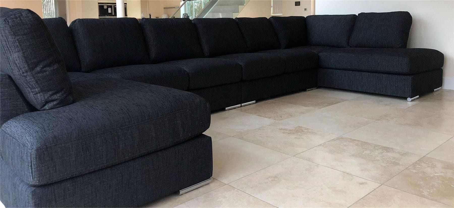 Modern Extra Wide Sofa Set Settee Corner Group U Shape Grey 4.7x2.1m