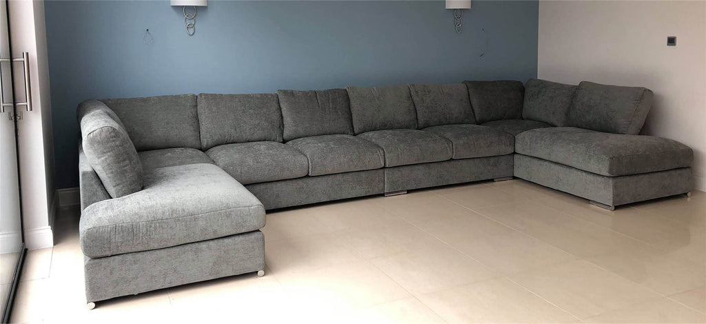 Modern Extra Wide Sofa Set Settee Corner Group U Shape Grey 4.7x2.1m