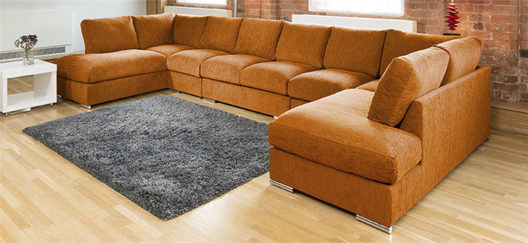 Modern Extra Wide Sofa Set Settee Corner Group U Shape Grey 4.7x2.1m