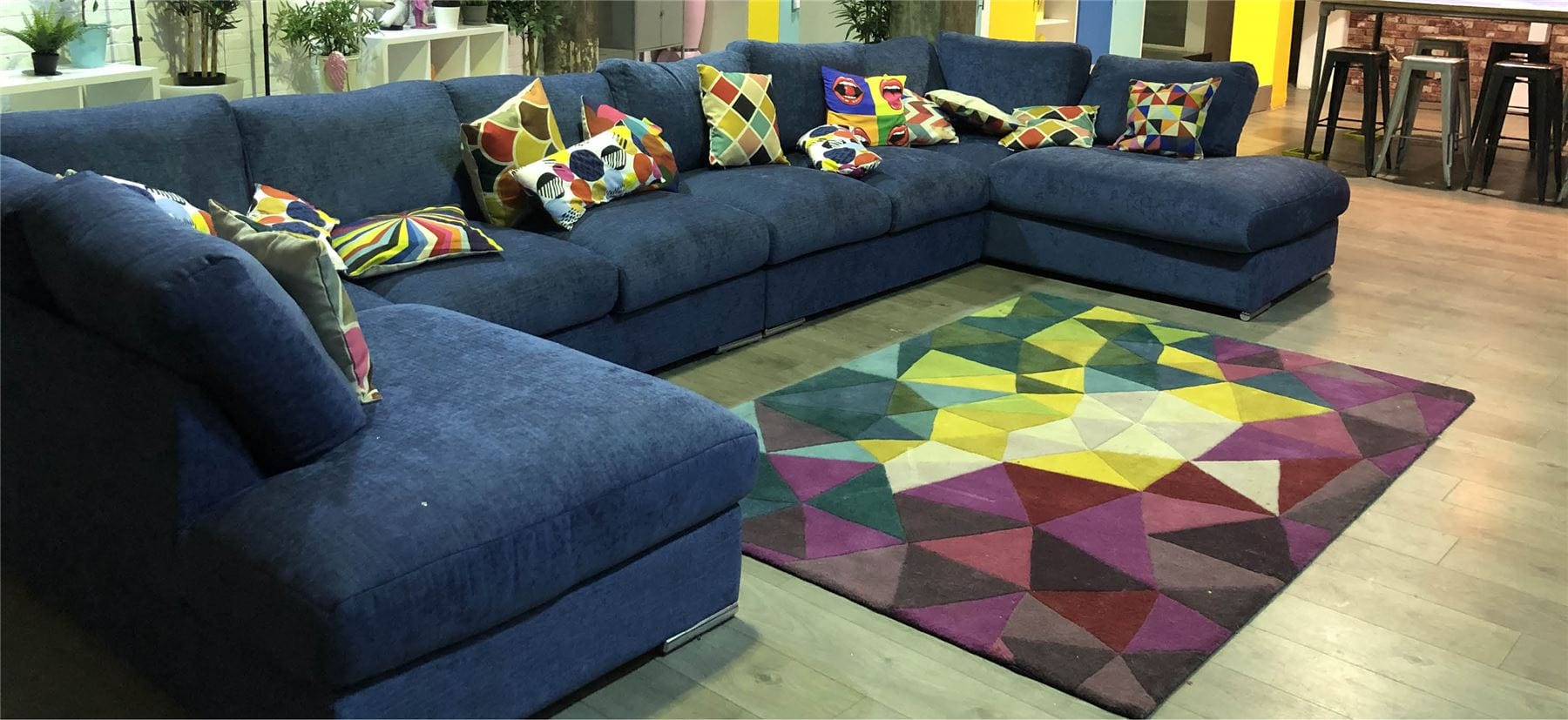 Modern Extra Wide Sofa Set Settee Corner Group U Shape Grey 4.7x2.1m