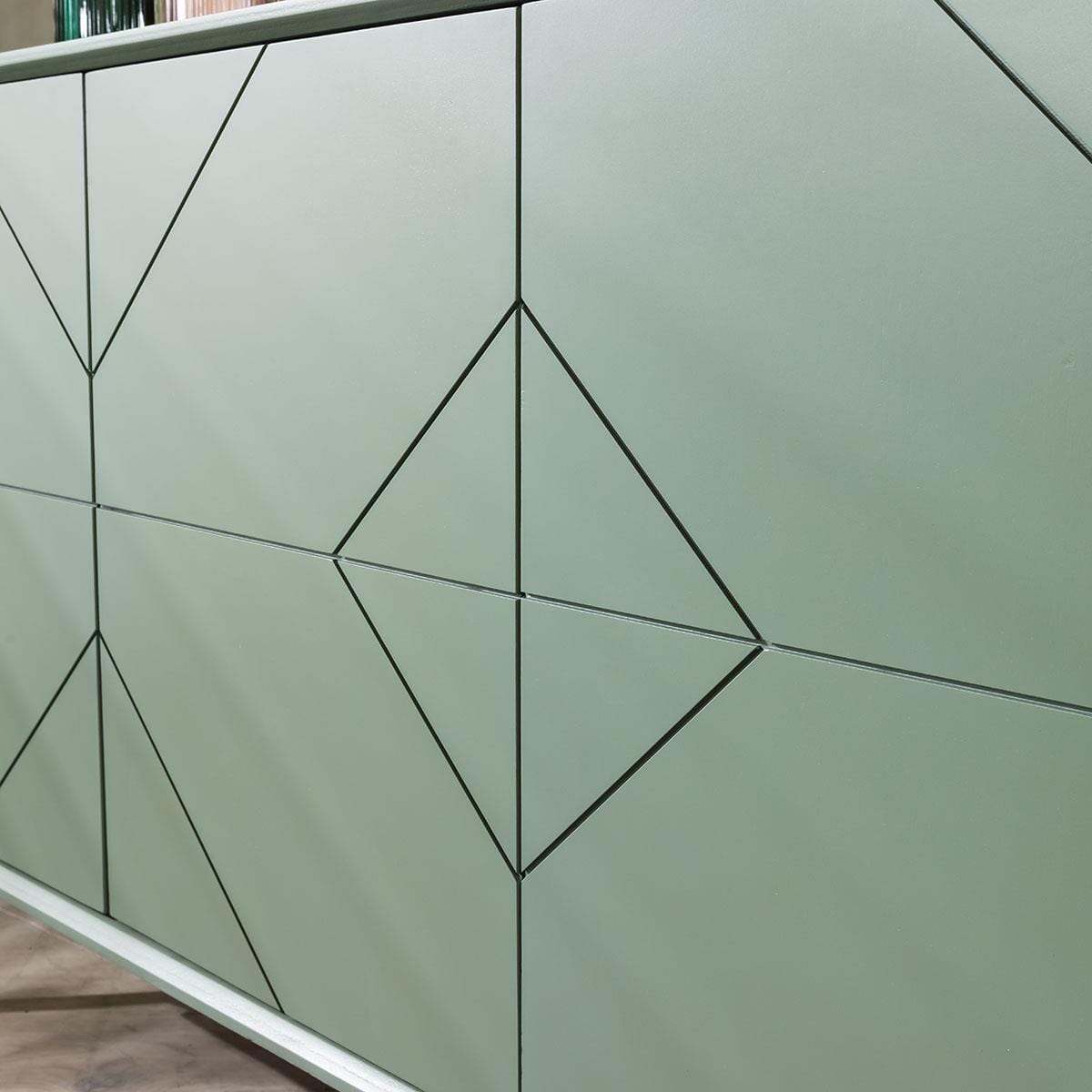 Galen 4 Door Geometric Sideboard Buffet Green 165cm