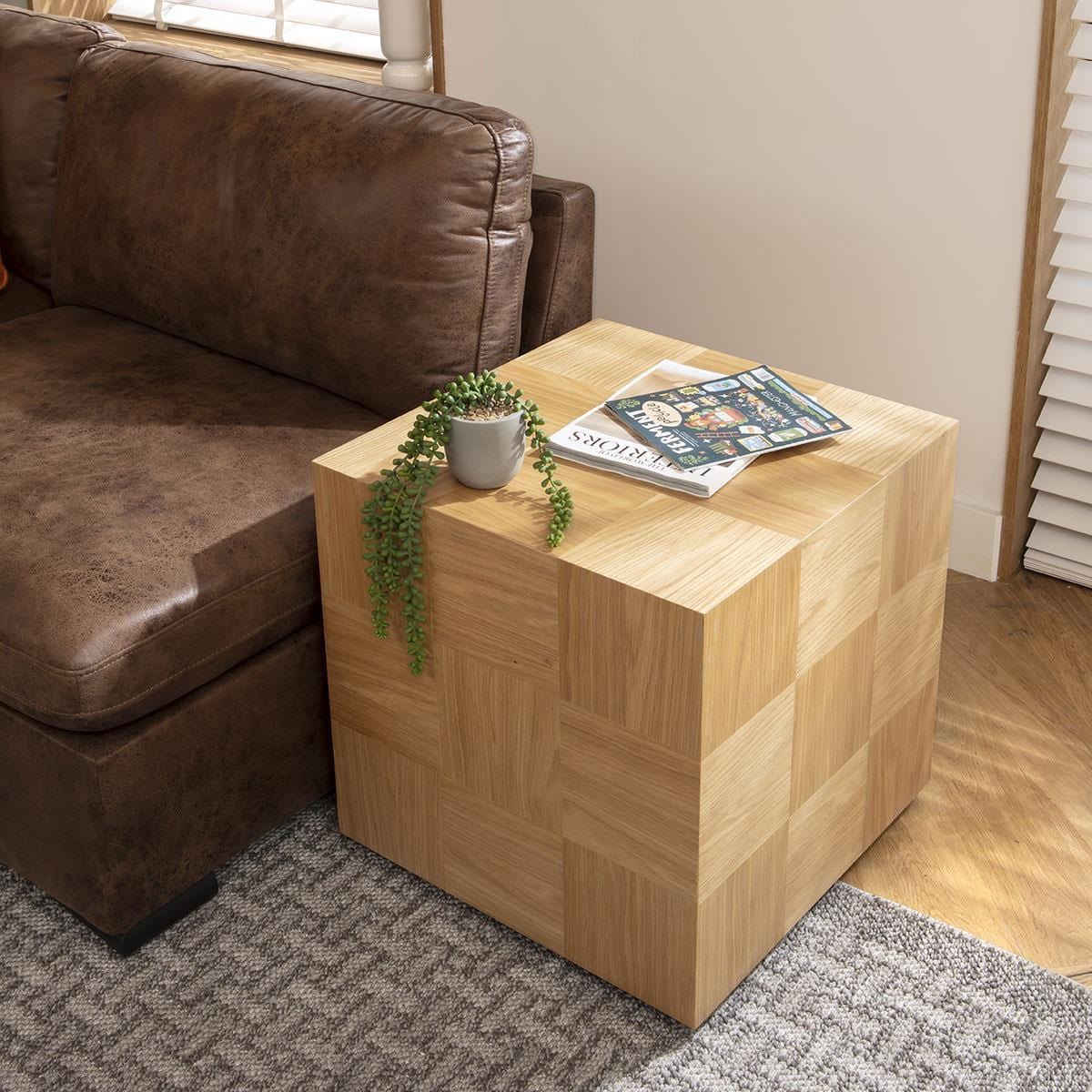 Vic Wooden Square Bedside Side Table 55x55cm