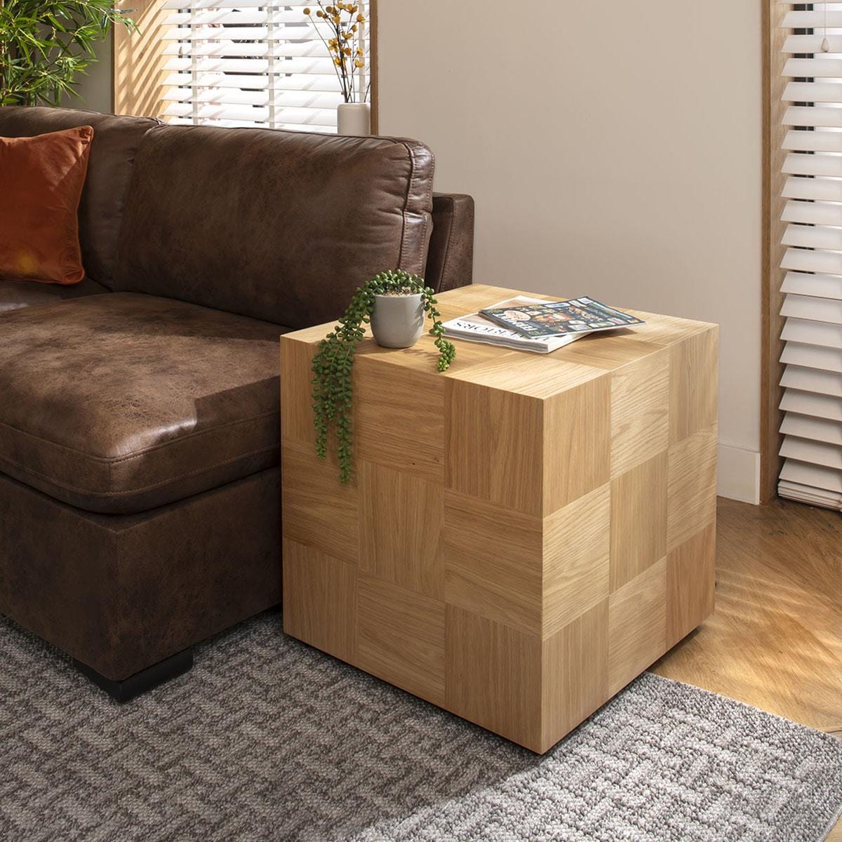 Vic Wooden Square Bedside Side Table 55x55cm