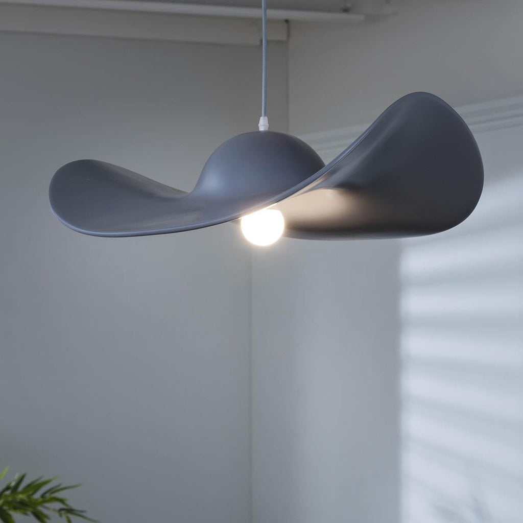 Modern Grey Hat Ceiling Pendant Light Fitting - Unique Lady Hat Design 60cm